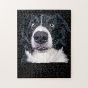 Puzzle Visage de chien noir et blanc