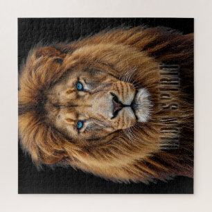 Puzzle Visage de lion majestueux aux yeux bleus   Faune A