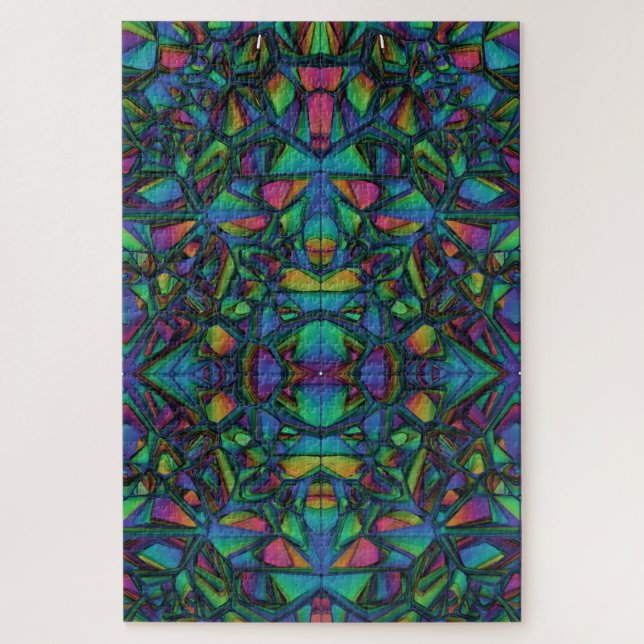 Puzzle Visage en mosaïque Abstraite colorée (Vertical)