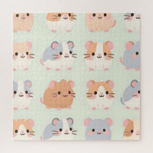 Puzzle Visages de hamster mignons motif pastel kawaii
