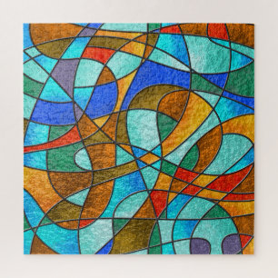 Puzzle Vitre : croquis coloré abstrait.