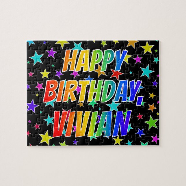 Puzzle "VIVIAN" Prénom, Amusant "HEUREUX ANNIVERSAIRE" (Horizontal)