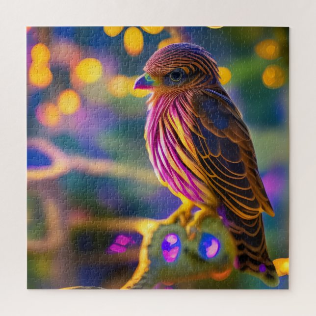 Puzzle Vivid Purple rose et Gold Finch (Vertical)