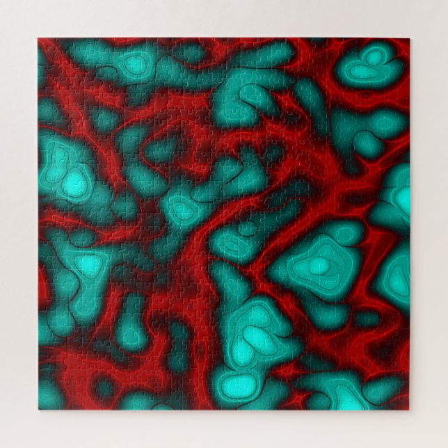 Puzzle Vivid Turquoise et Coral Rouge Art Abstrait (Vertical)