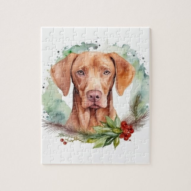 Puzzle Vizsla Christmas Wreath Festive Pup (Vertical)