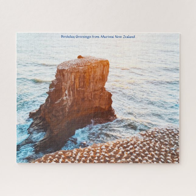 Puzzle Voeux d'anniversaire de Muriwai Nouvelle-Zélande (Horizontal)