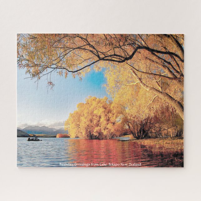 Puzzle Voeux d'anniversaire du lac Tekapo Nouvelle-Zéland (Horizontal)