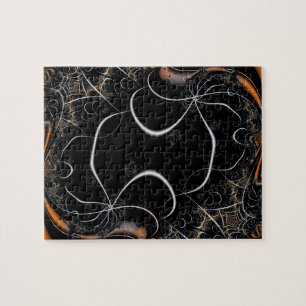 Puzzle Voici Halloween Art fractal noir et orange