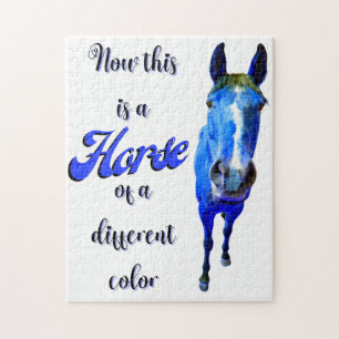 Puzzle Voici un cheval d'une couleur différente en bleu
