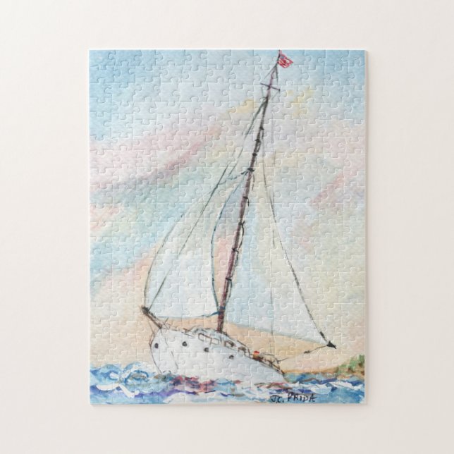 Puzzle Voilier à la peinture d'aquarelle de beaux-arts de (Vertical)