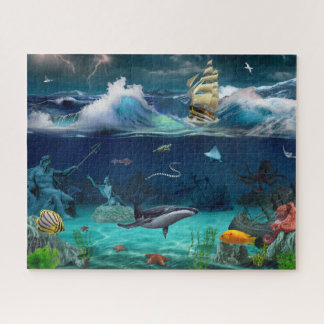Puzzle Voilier océanique Animaux de mer baleine de poisso