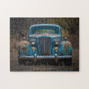 Puzzle Voiture Vintage bleu rustique
