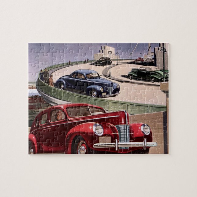 Puzzle Voitures d'époque, Voyage sur la route des berline (Horizontal)
