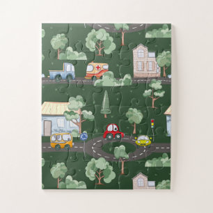 Puzzle Voitures mignonnes en Ville Motif pour Little Boys