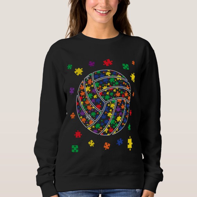 Puzzle Volleyball Autismus Sport Autismus Bewussts Sweatshirt (Vorderseite)