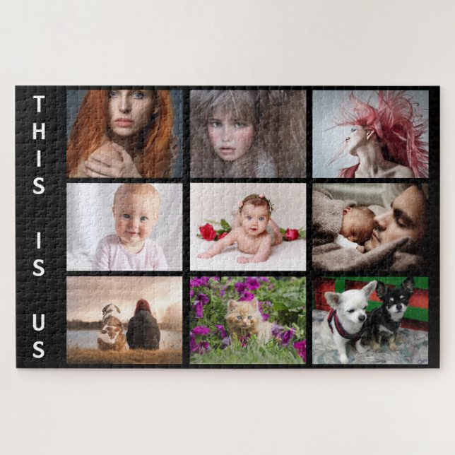 Puzzle Votre famille et les animaux de compagnie collage  (Horizontal)