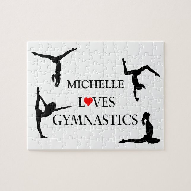 Puzzle "VOTRE NOM" aime la gymnastique (Horizontal)