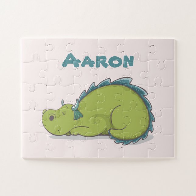 Puzzle Votre nom et dragon dormant mignon (Horizontal)
