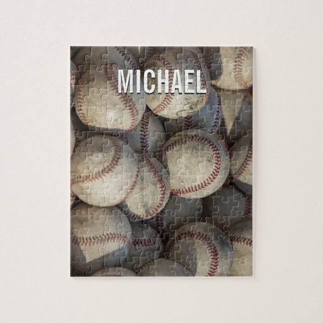 Puzzle Votre nom oeuvre de baseball personnalisable (Vertical)