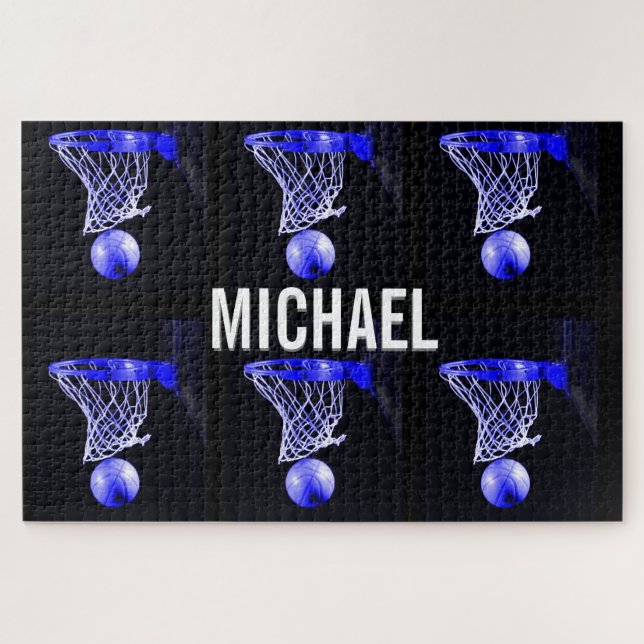 Puzzle Votre nom personnalisable Basketball Artwork (Horizontal)