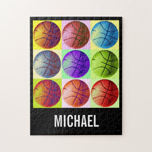 Puzzle Votre nom personnalisable Basketball Artwork Pop A (Vertical)