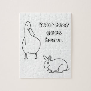 Puzzle Votre texte, Duck and Bunny Rabbit dessiner des én