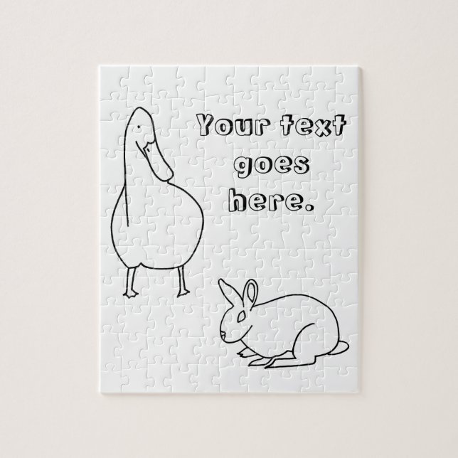 Puzzle Votre texte, Duck and Bunny Rabbit dessiner des én (Vertical)