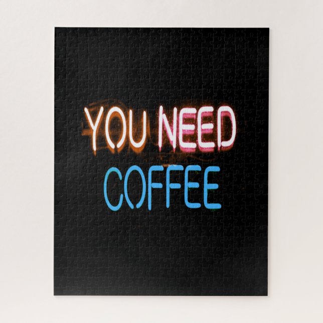 Puzzle Vous avez besoin de café, Caffine Neon Sign (Vertical)