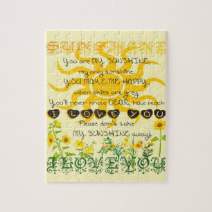 Puzzle Vous êtes mon soleil en jaune avec des coeurs
