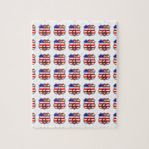 Puzzle Voyage 66 Autoroute Avec Drapeau