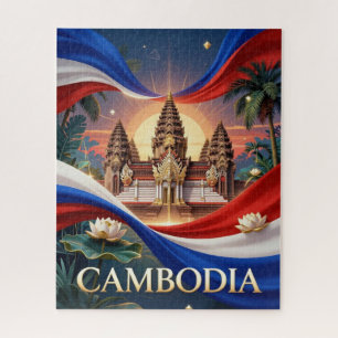 Puzzle Voyage au CAMBODGE Patrimoine Drapeau