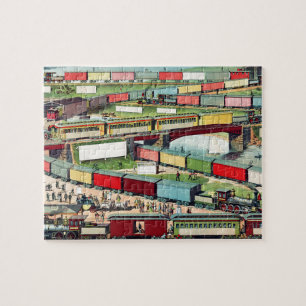 Puzzle Voyage Vintage de voyageurs et de trains de marcha