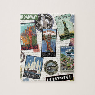 Puzzle voyage vintage moderne USA