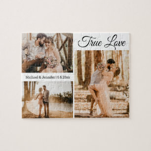 Puzzle vrai amour, 3 photos collage mariage valentines