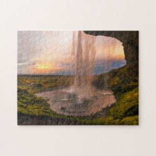 Puzzle Vue de cascade de l'Islande Seljalandsfoss