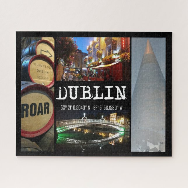 Puzzle Vue de Dublin, avec coordonnées GPS (Horizontal)