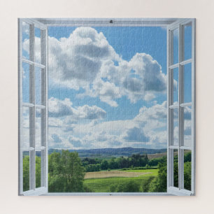 Puzzle Vue de la fenêtre Paysage de campagne