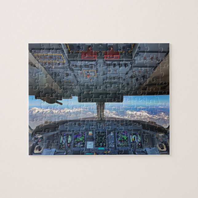 Puzzle Vue d'habitacle d'avion au-dessus des Alpes (Horizontal)