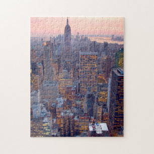 Puzzle Vue large de Manhattan au coucher du soleil