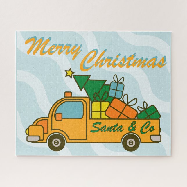 Puzzle Vue latérale du camion père Noël Joyeux Noël (Horizontal)