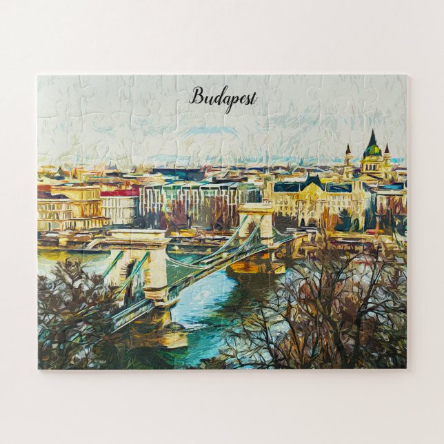 Puzzle Vue panoramique de la peinture à l'huile de Budape (Horizontal)