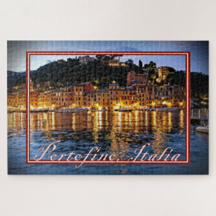 Puzzle Vue peinte de Portofino, Italie à la nuit - 20x30