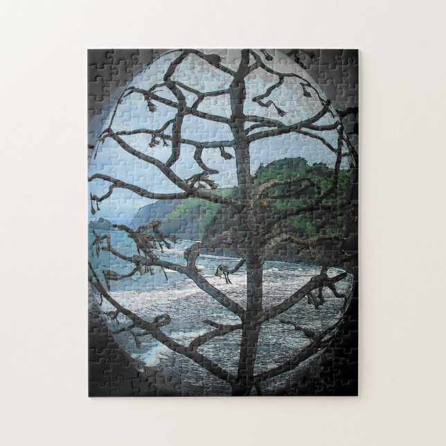 Puzzle Vue photo de l'arbre de plage de l'océan hawaïen (Vertical)