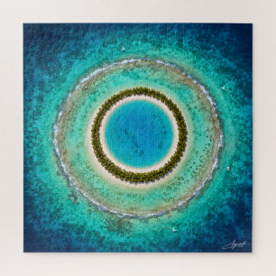 Puzzle Vue satellite d'un atoll circulaire parfait