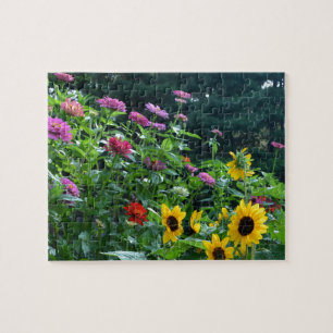 Puzzle Vue sur jardin, beau jardin floral de l'arrière-co