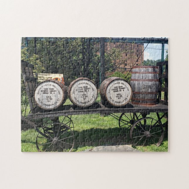 Puzzle Wagon antique avec Barils de Bourbon (Horizontal)
