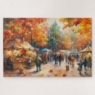 Puzzle Watercolor Autumn Market Festival, Automne animé
