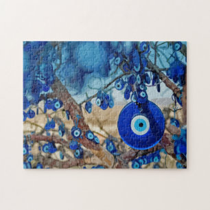 Puzzle Watercolor of Tree Decorated with Nazars