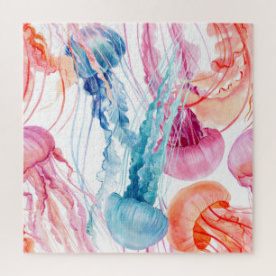 Puzzle Watercolor Sea Life : Bubbles & Jellyfish