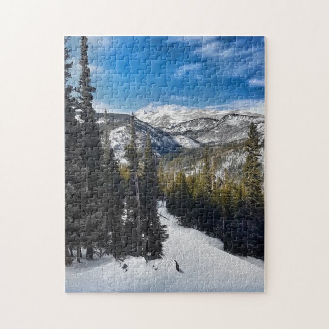 Puzzle Watercolor Snowy Mountain (Vertical)